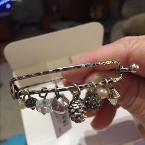 J. Jill Silver bracele bead bangles and 1 pinecone